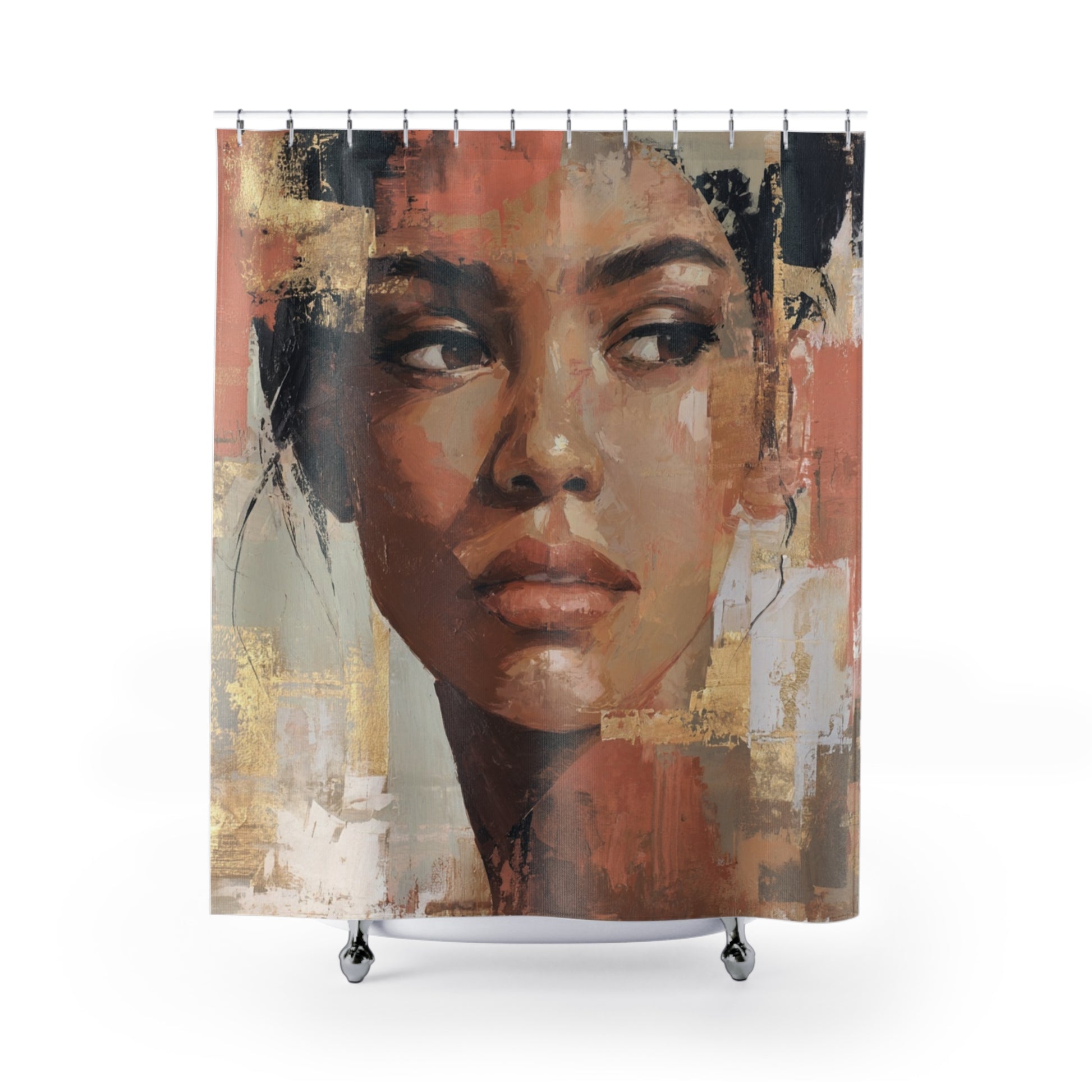 Pieces of Her Shower Curtain with Earthy Tones, Bathroom Decor, Elegant Home Accessory, Gift for Her, Boho Style, Floral Design