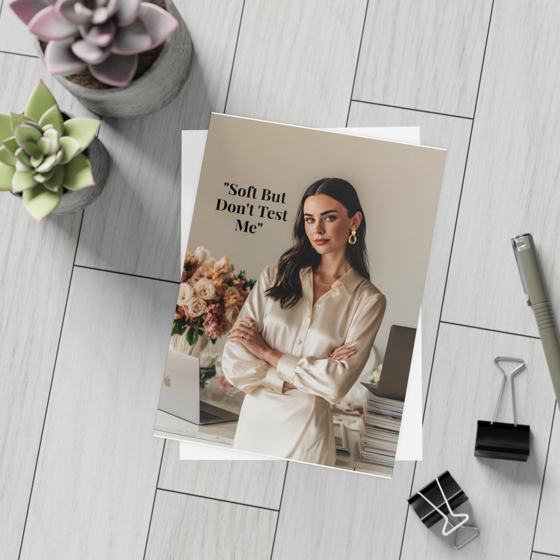 “Soft Boss Energy.” Signature Postcard — Just Because Bestie Bundle with Envelopes - Perfect for Greetings, Invitations, Holiday Wishes, Thank You Notes, and More
