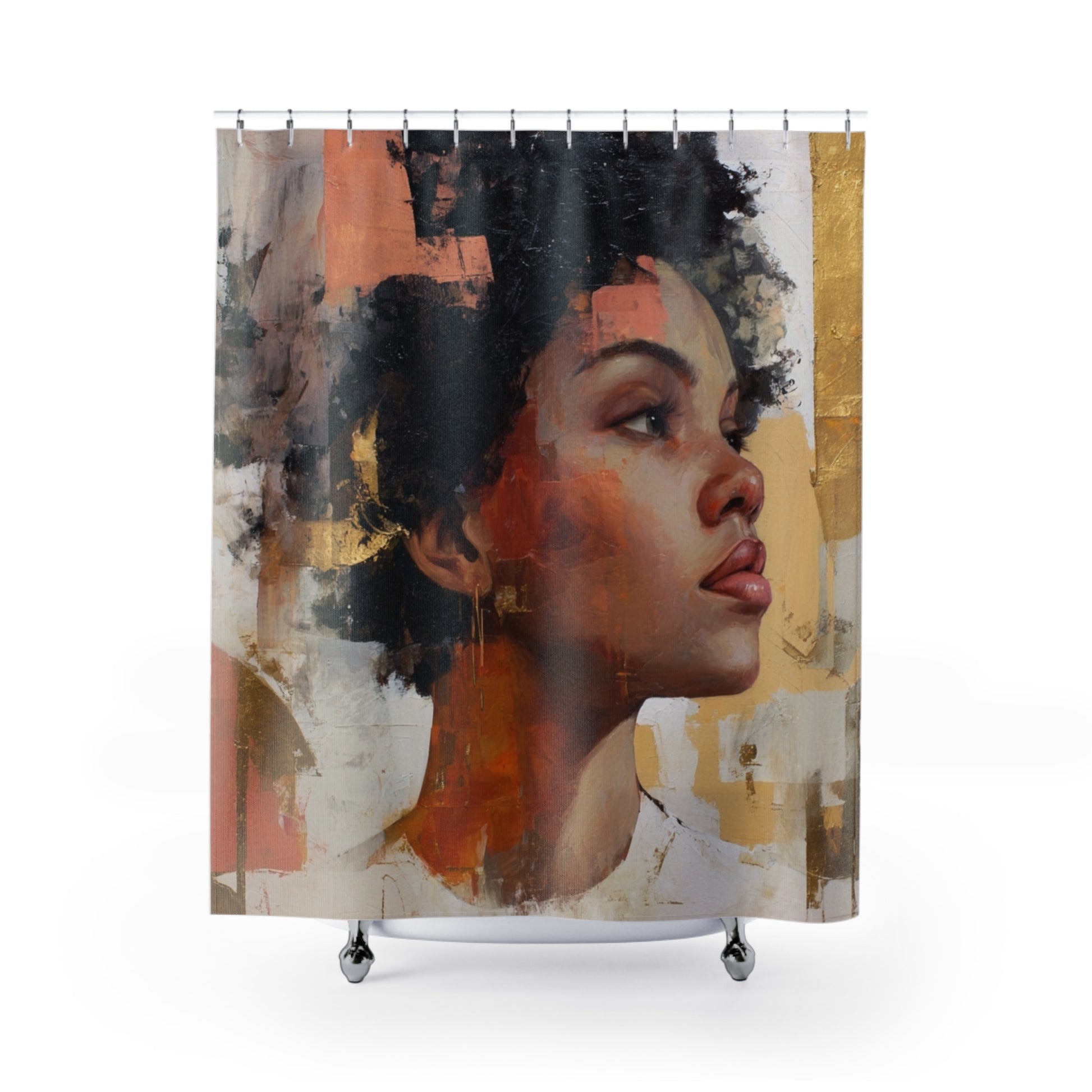 Pieces of Her Shower Curtain with Earthy Tones, Bathroom Decor, Elegant Home Accessory, Gift for Her, Boho Style, Floral Design