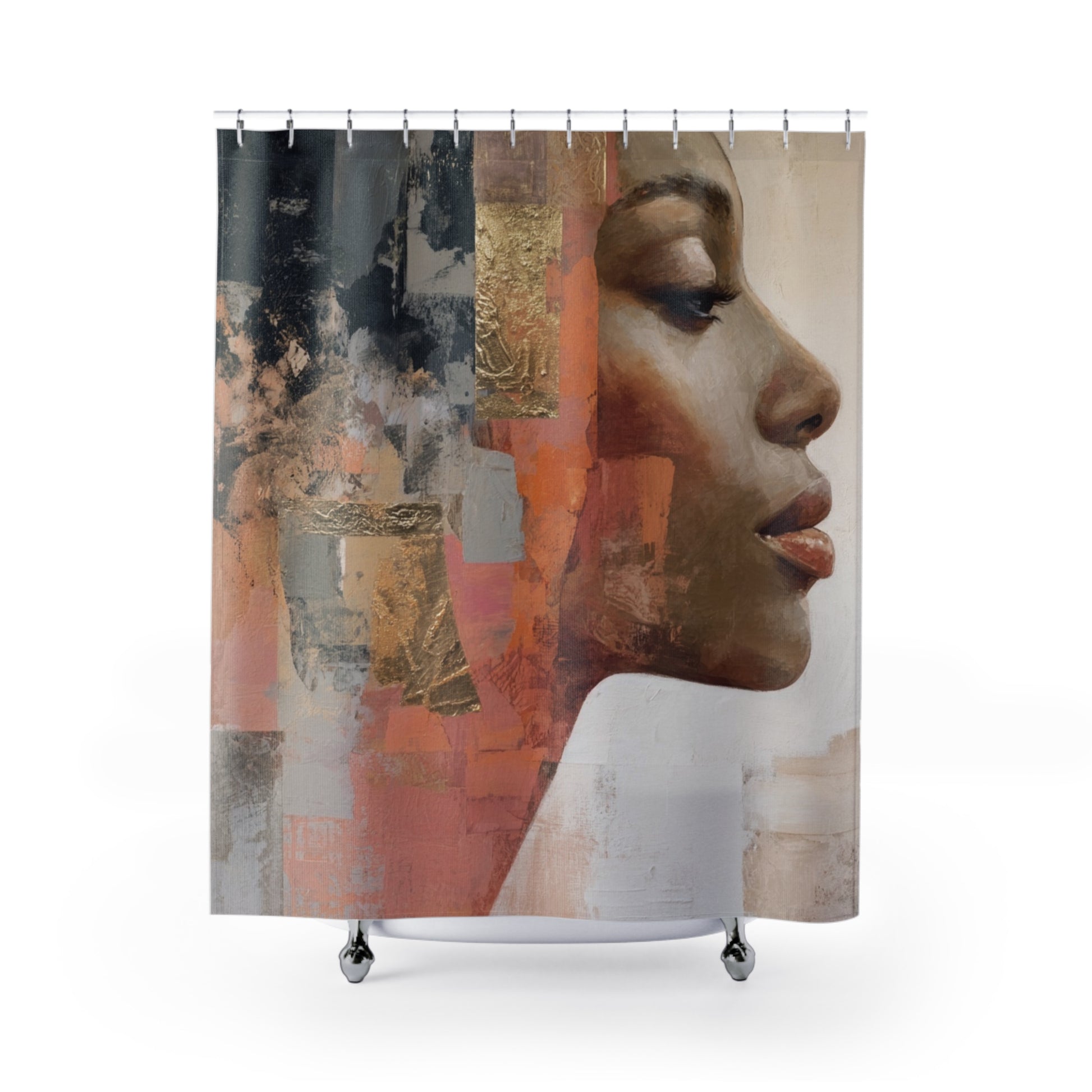Pieces of Her Shower Curtain with Earthy Tones, Bathroom Decor, Elegant Home Accessory, Gift for Her, Boho Style, Floral Design