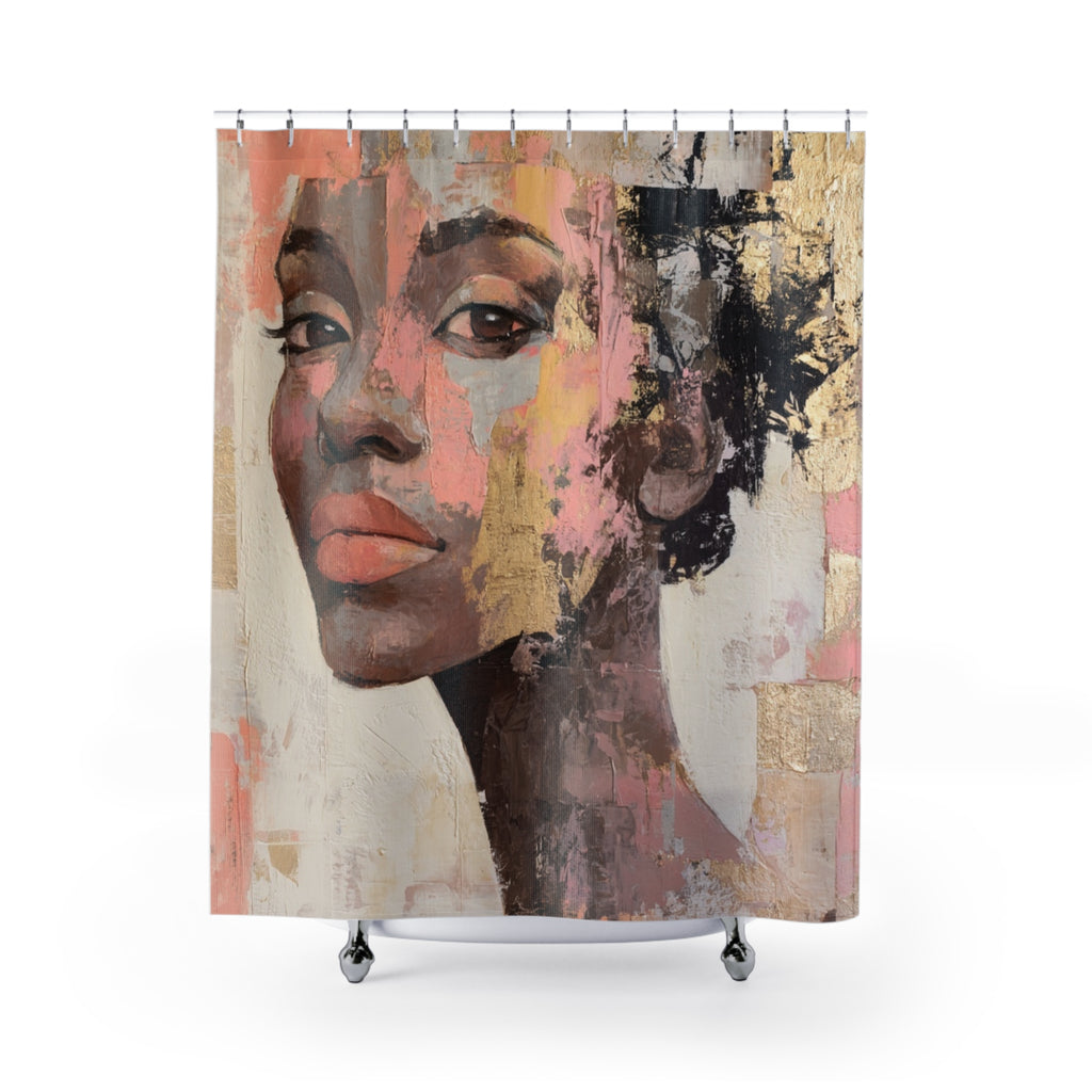 Pieces of Her Shower Curtain with Earthy Tones, Bathroom Decor, Elegant Home Accessory, Gift for Her, Boho Style, Floral Design