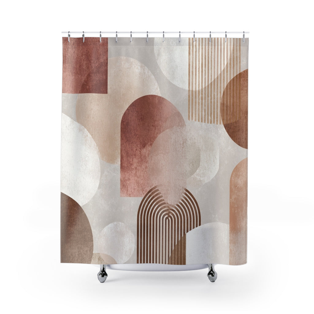 Soft Geometry Shower Curtain, Modern Bathroom Decor, Boho Style Home, Gift for Her, Unique Shower Accessory