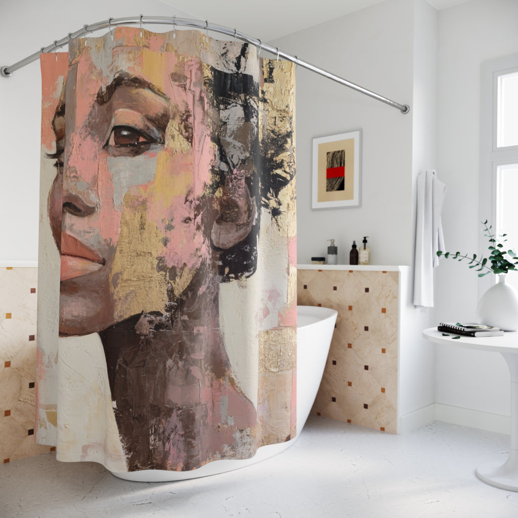Pieces of Her Shower Curtain with Earthy Tones, Bathroom Decor, Elegant Home Accessory, Gift for Her, Boho Style, Floral Design