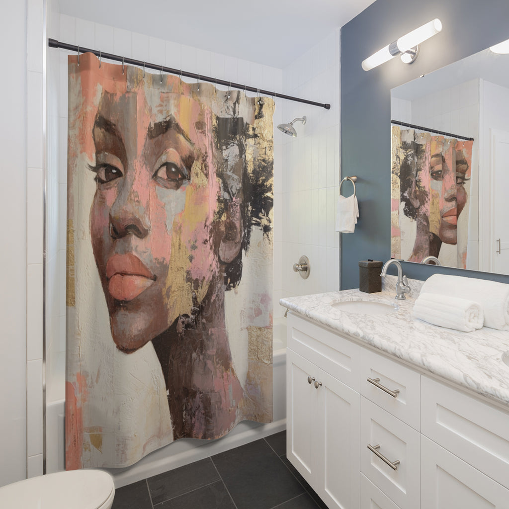 Pieces of Her Shower Curtain with Earthy Tones, Bathroom Decor, Elegant Home Accessory, Gift for Her, Boho Style, Floral Design