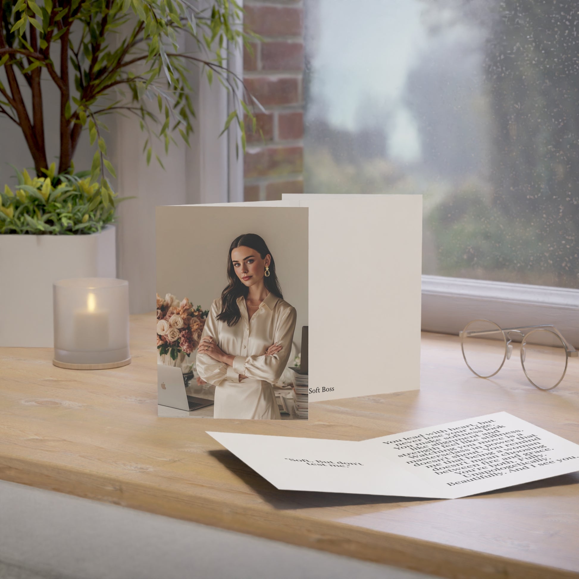 “Soft Boss Energy” Signature Greeting Card — Just Because Bestie (1, 10, 30, and 50pcs)