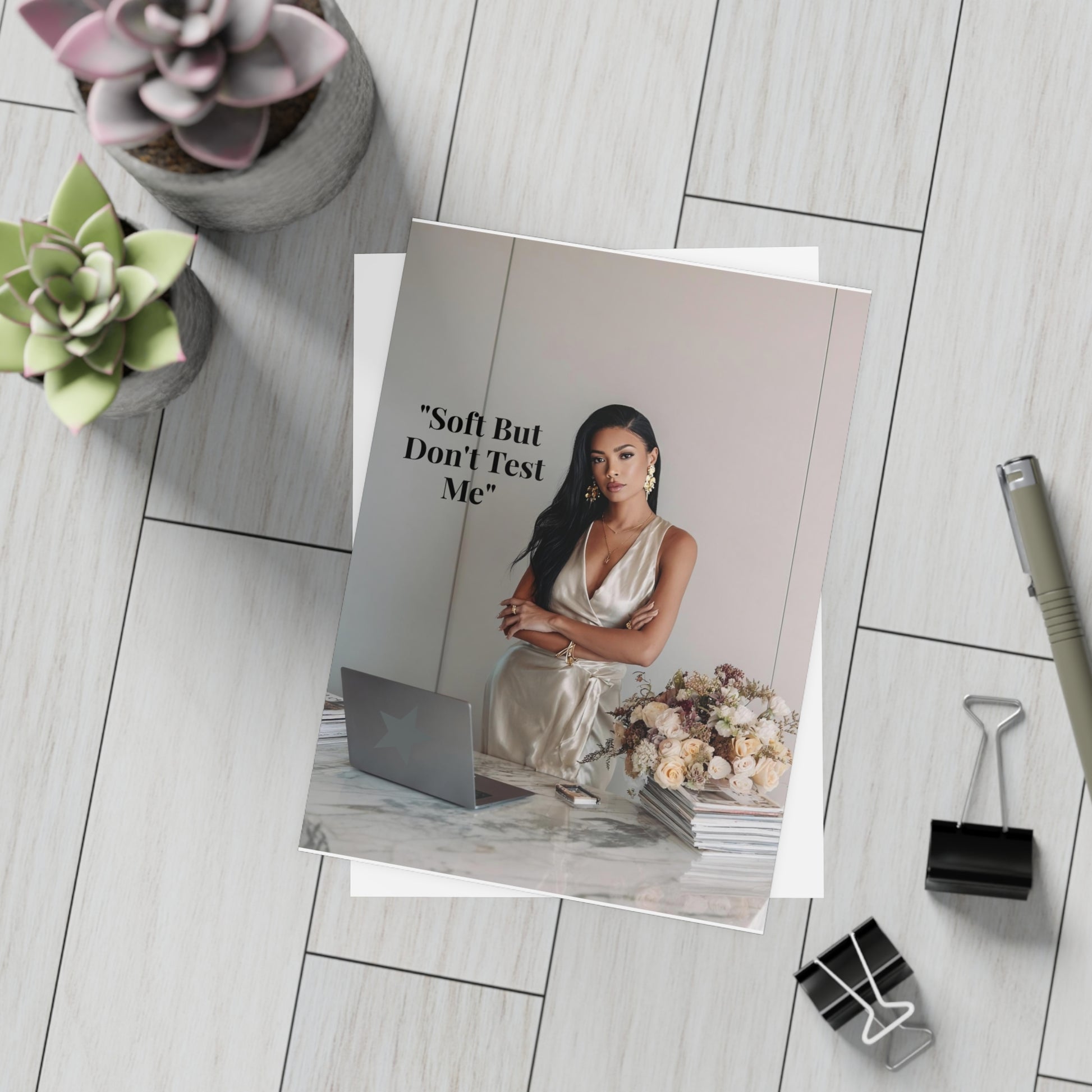 “Soft Boss Energy “ Signature Postcard — Just Because Bestie Bundle with Envelopes - Perfect for Greetings, Invitations, Holiday Wishes, Thank You Notes, and More