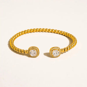 Sofus 18K Gold Non-Tarnish Cz Beaded Bangle