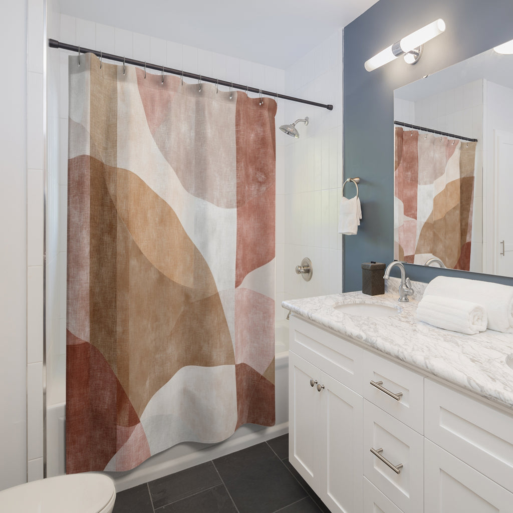 Soft Geometry Shower Curtain, Modern Bathroom Decor, Boho Style Home, Gift for Her, Unique Shower Accessory