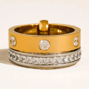 Greyson 18K Gold Non-Tarnish Two-Tone Crystal Band Ring