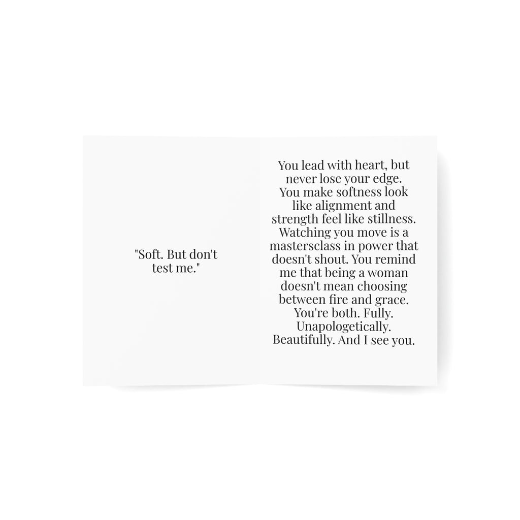 “Soft Boss Energy” Signature Greeting Card — Just Because Bestie (1, 10, 30, and 50pcs)