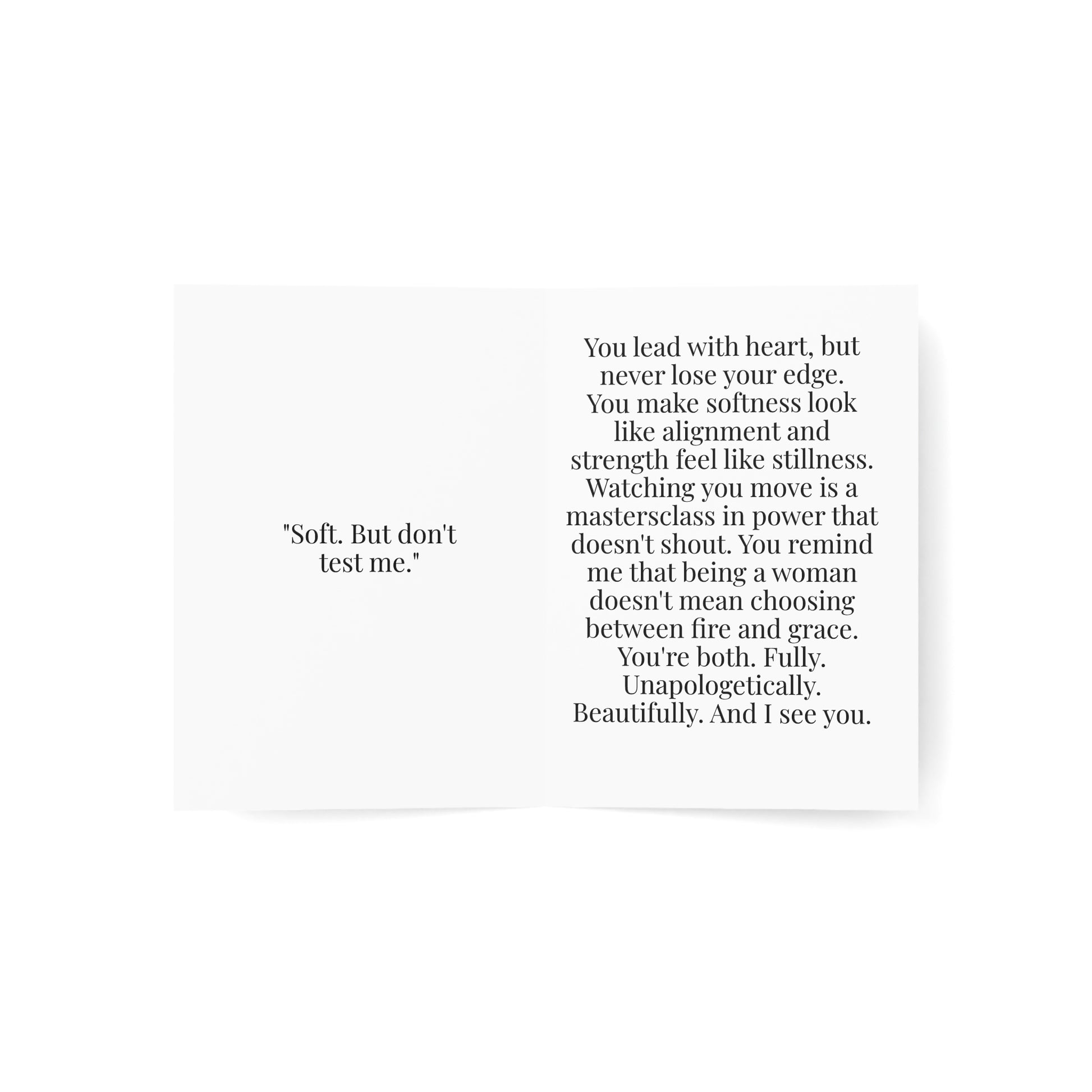 “Soft Boss Energy” Signature Greeting Card — Just Because Bestie (1, 10, 30, and 50pcs)