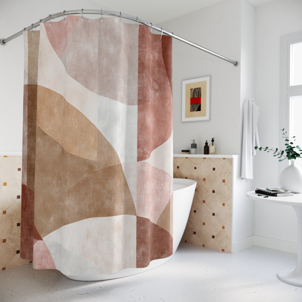 Soft Geometry Shower Curtain, Modern Bathroom Decor, Boho Style Home, Gift for Her, Unique Shower Accessory