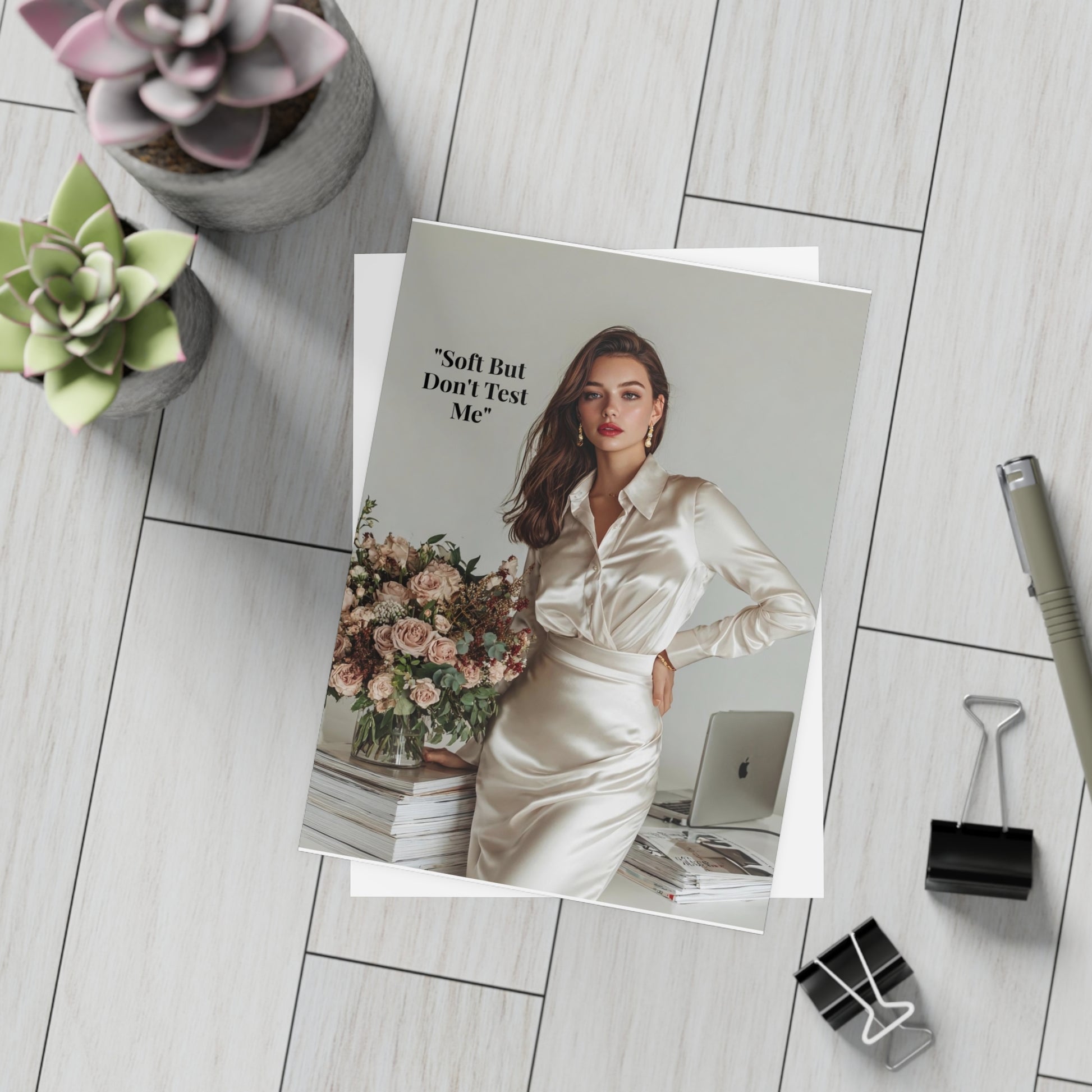 “Soft Boss Energy” Signature Postcard — Just Because Bestie Bundle with Envelopes - Perfect for Greetings, Invitations, Holiday Wishes, Thank You Notes, and More