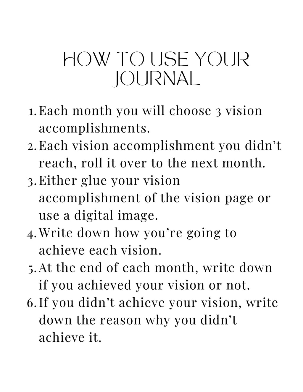 Vision Board Accountability Journal